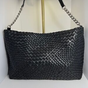Ghibli Italian Hand woven Leather Handbag Tote Black
